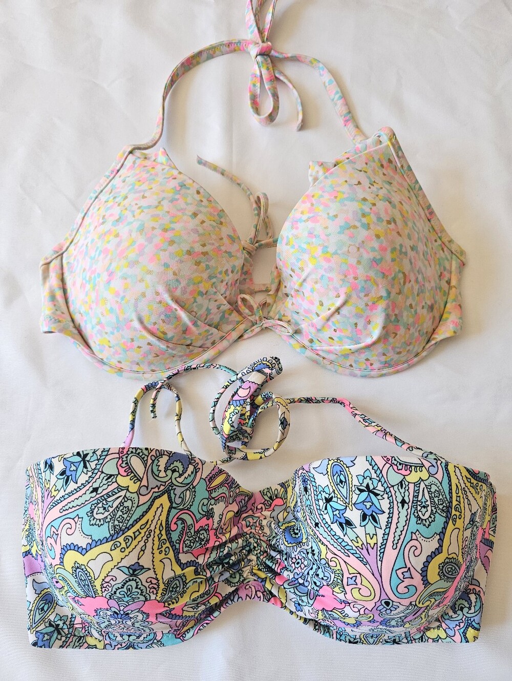 Bundle of 2 Y2K Early 2000's Victoria's Secret Underwire Pushup Bikini Tops 34DD